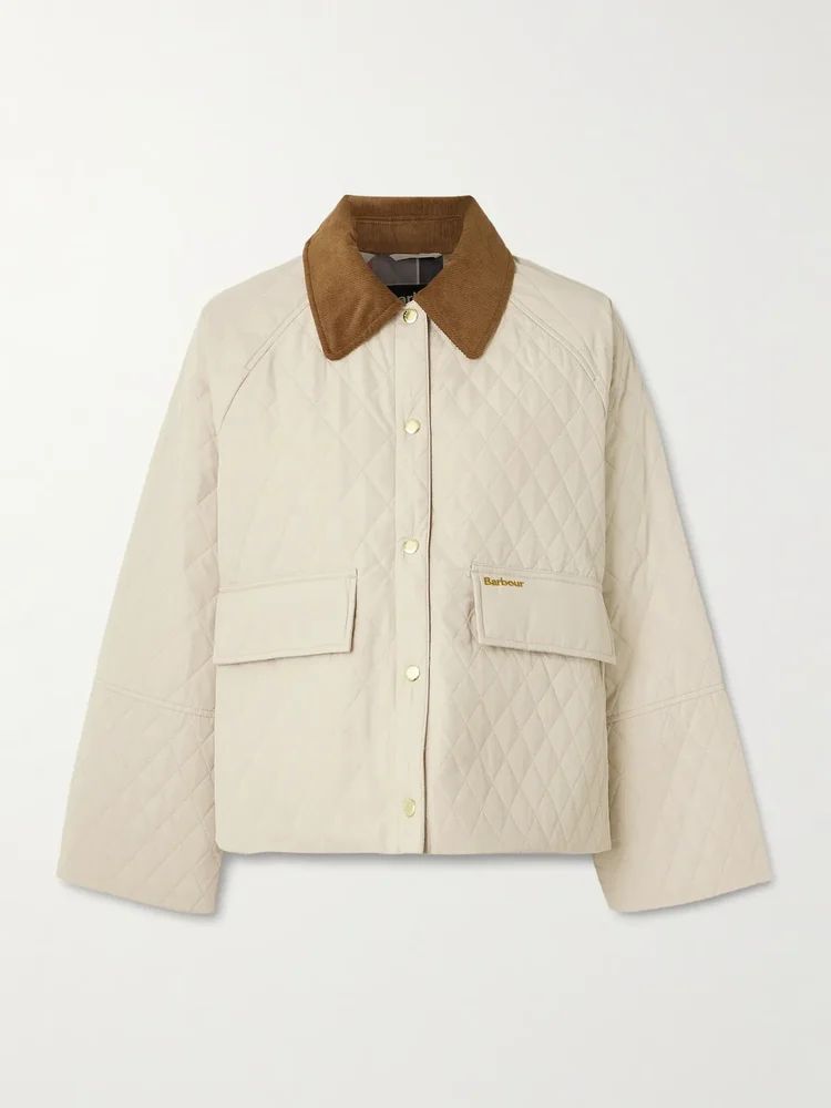 Kirby cotton corduroy-trimmed quilted shell jacket