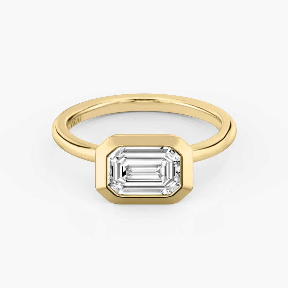 Signature Bezel East-West Ring, Emerald
