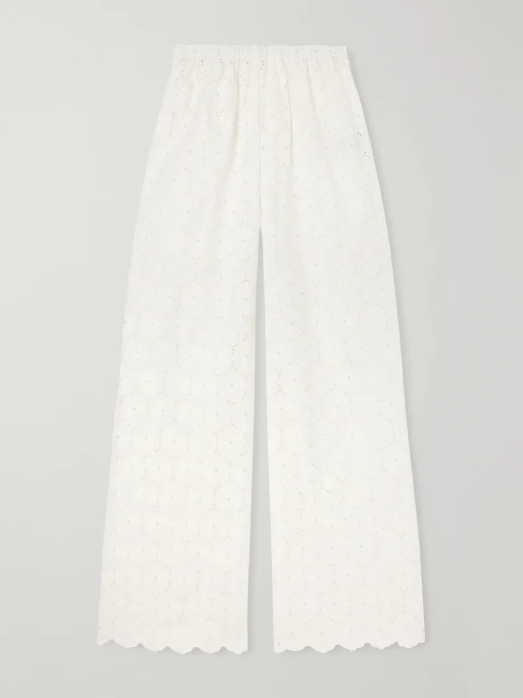 Pamina broderie anglaise straight-leg pants