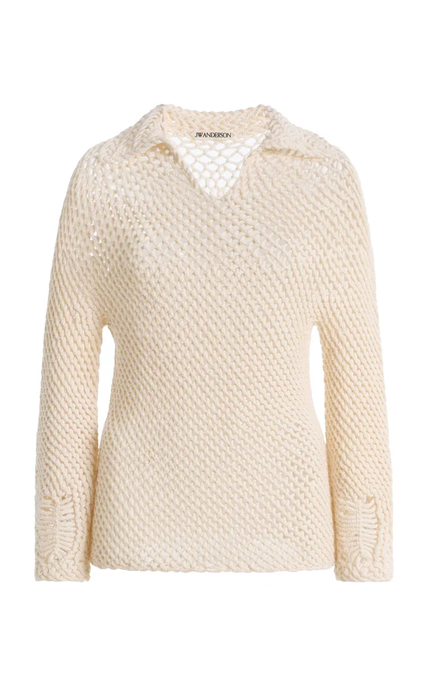 Crocheted Wool Knit Sweater