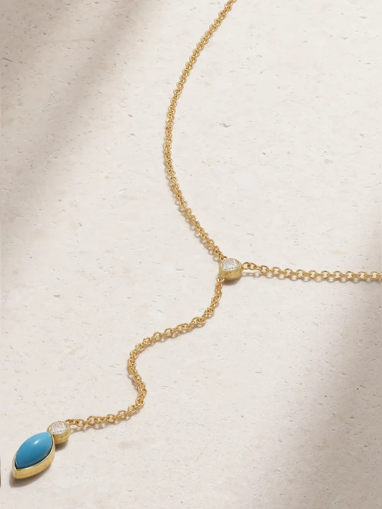18-karat gold, turquoise and diamond necklace