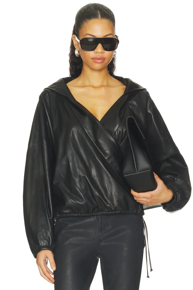 Sisi Leather Hooded Blouse