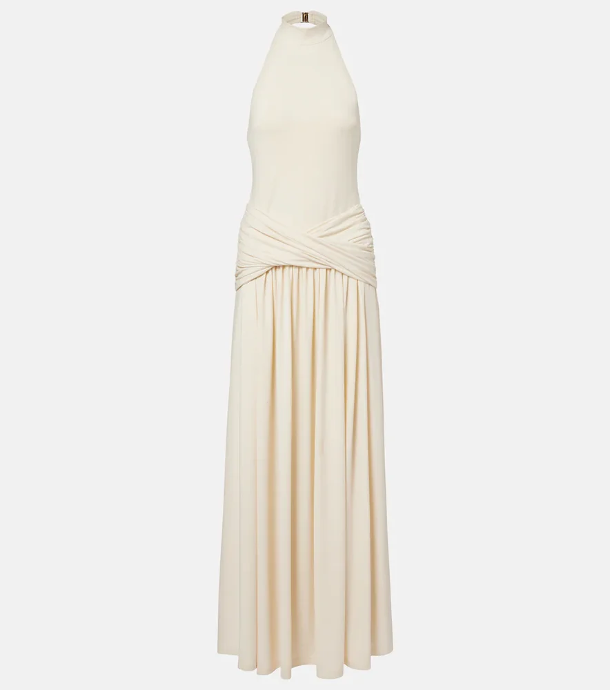 Zoya draped halterneck maxi dress