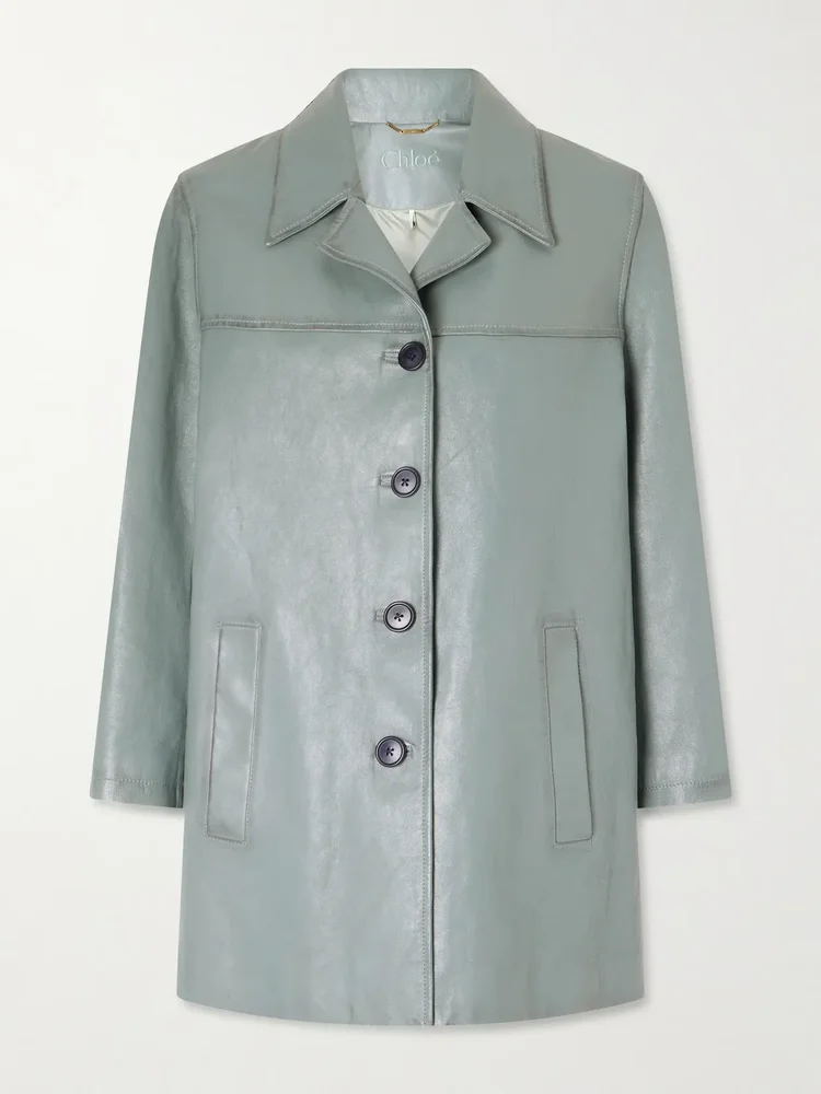 Paneled leather jacket
