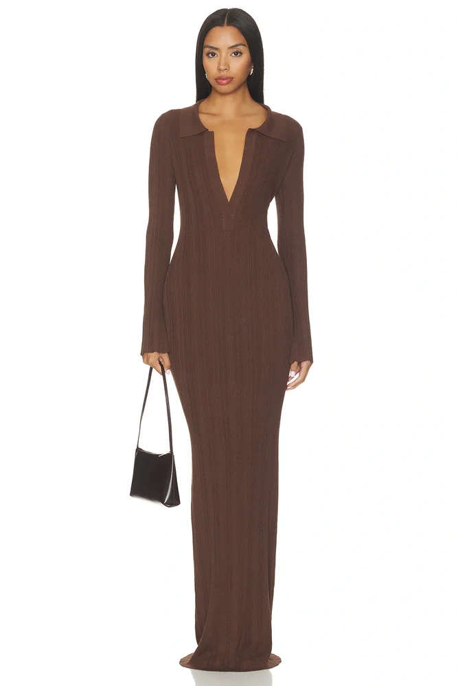 Knitted Collar Maxi Dress