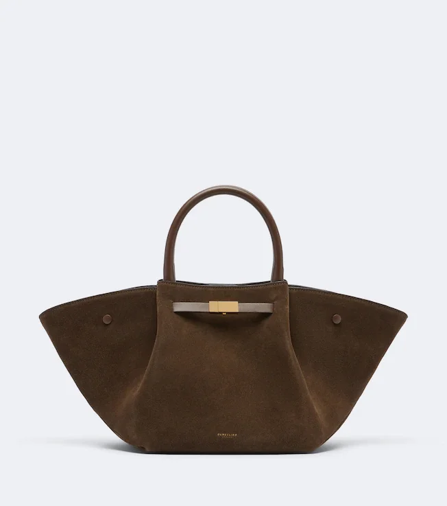 New York Midi suede top-handle bag