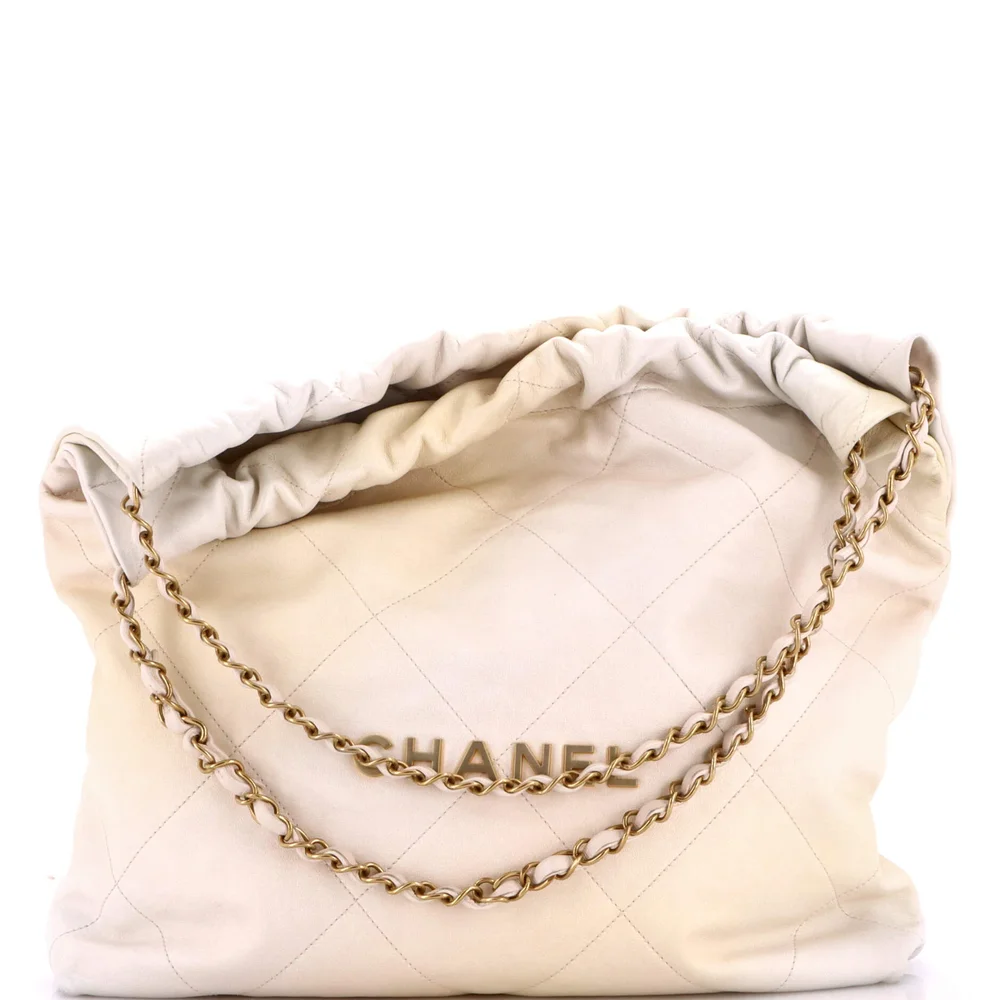Pre-Owned 22 Chain Hobo Quilted Ombre Leather Medium in Neutral, Aged Gold Hardware