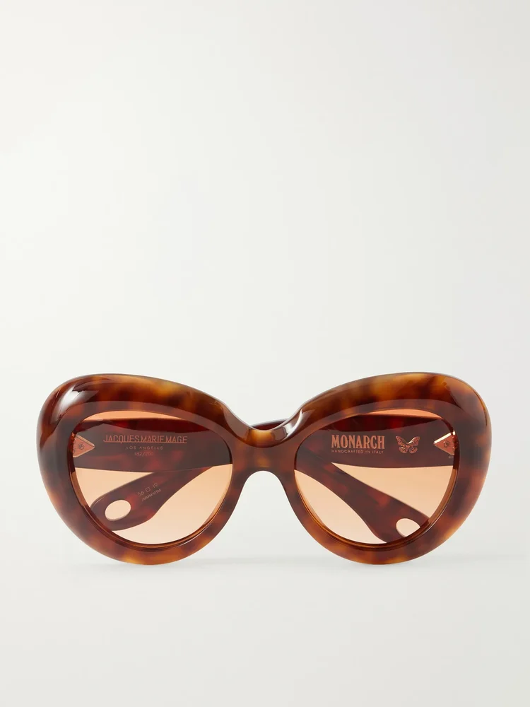 Monarch round-frame tortoiseshell acetate sunglasses