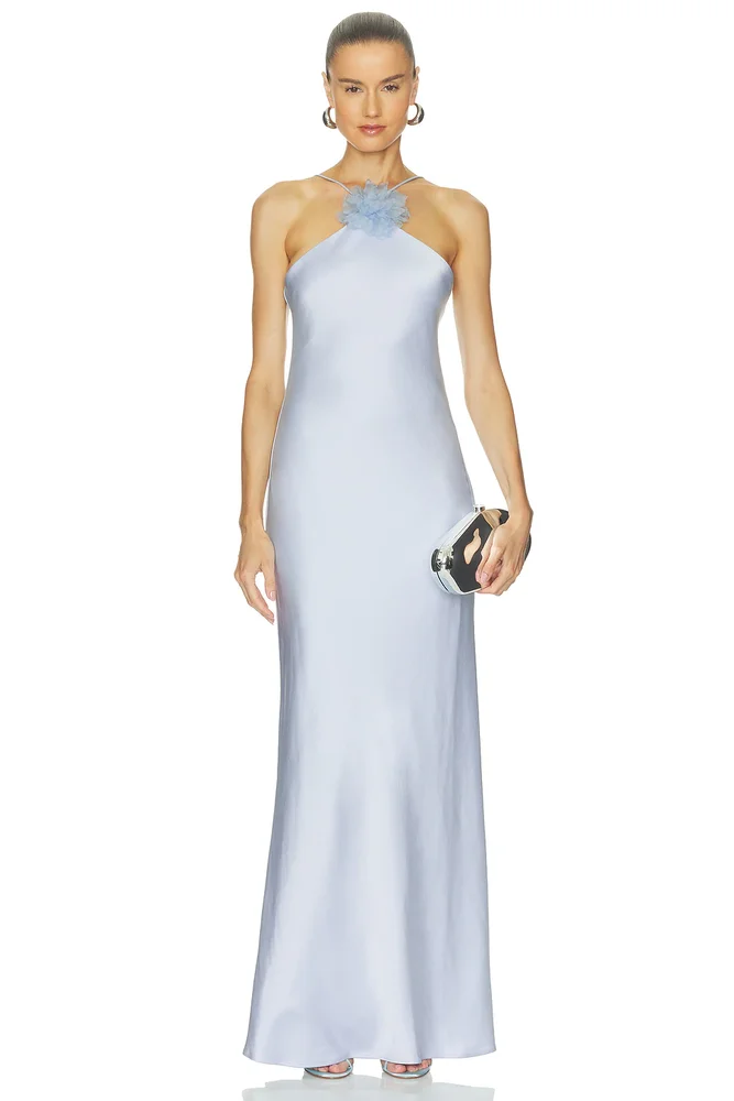Halter Slip Gown With Flower