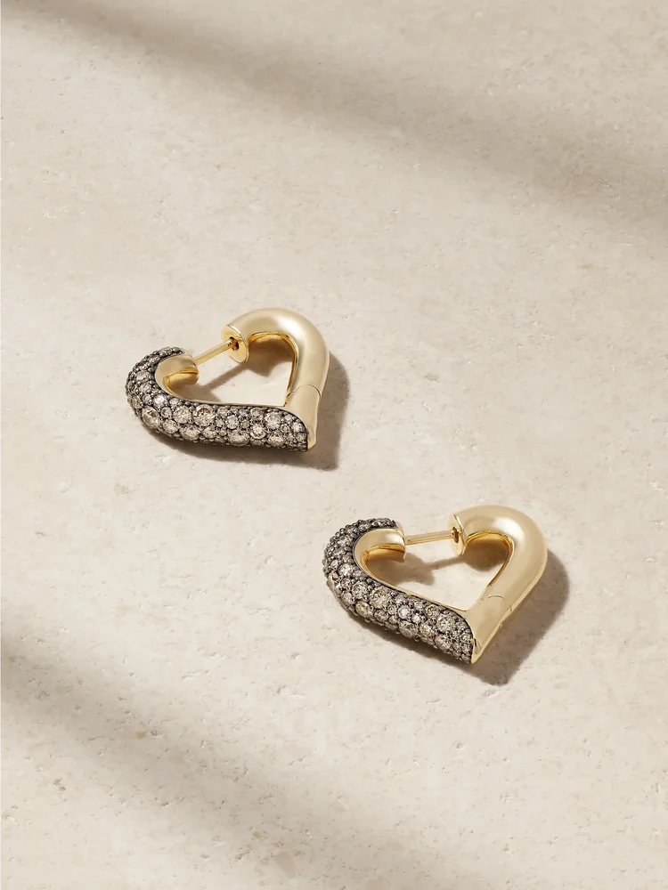 Chubby Love rhodium-plated diamond earrings
