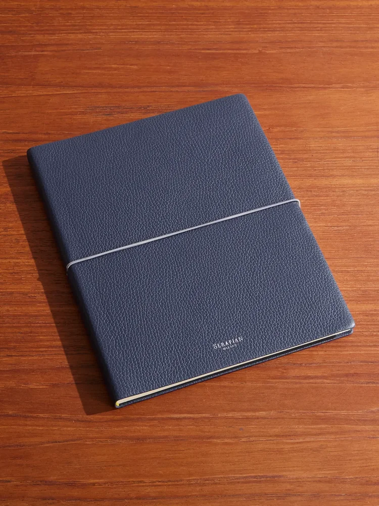 Large Logo-Print Full-Grain Cachemire Leather Notebook
