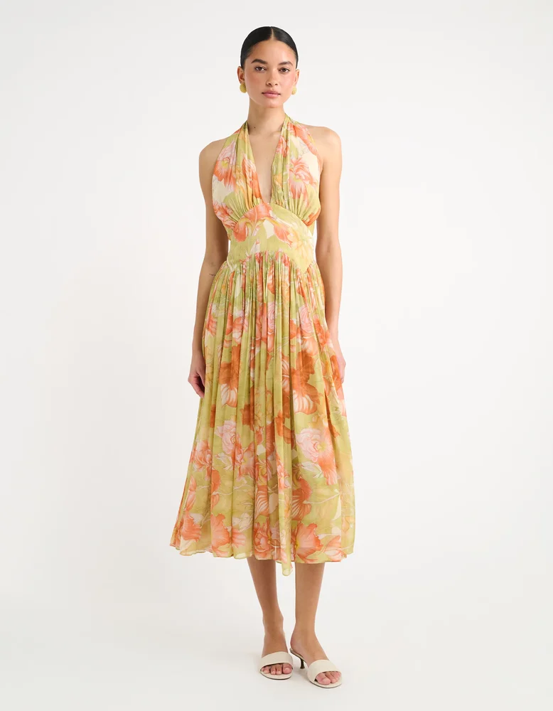 Boulevard Midi Dress, Botanical Sunrise