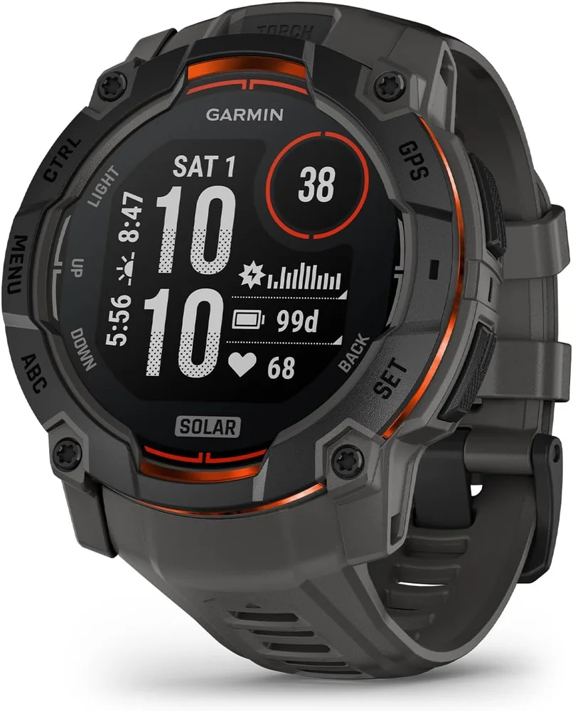 Garmin Instinct 3 Solar Rugged GPS Smartwatch, 50mm, Charcoal