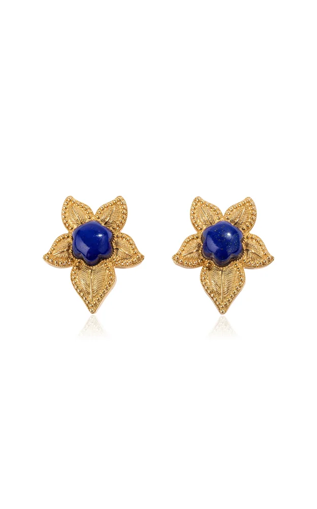 18K Gold Lapis Earrings