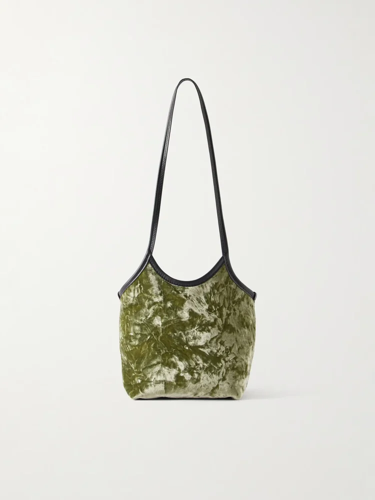 Cami crushed-velvet shoulder bag