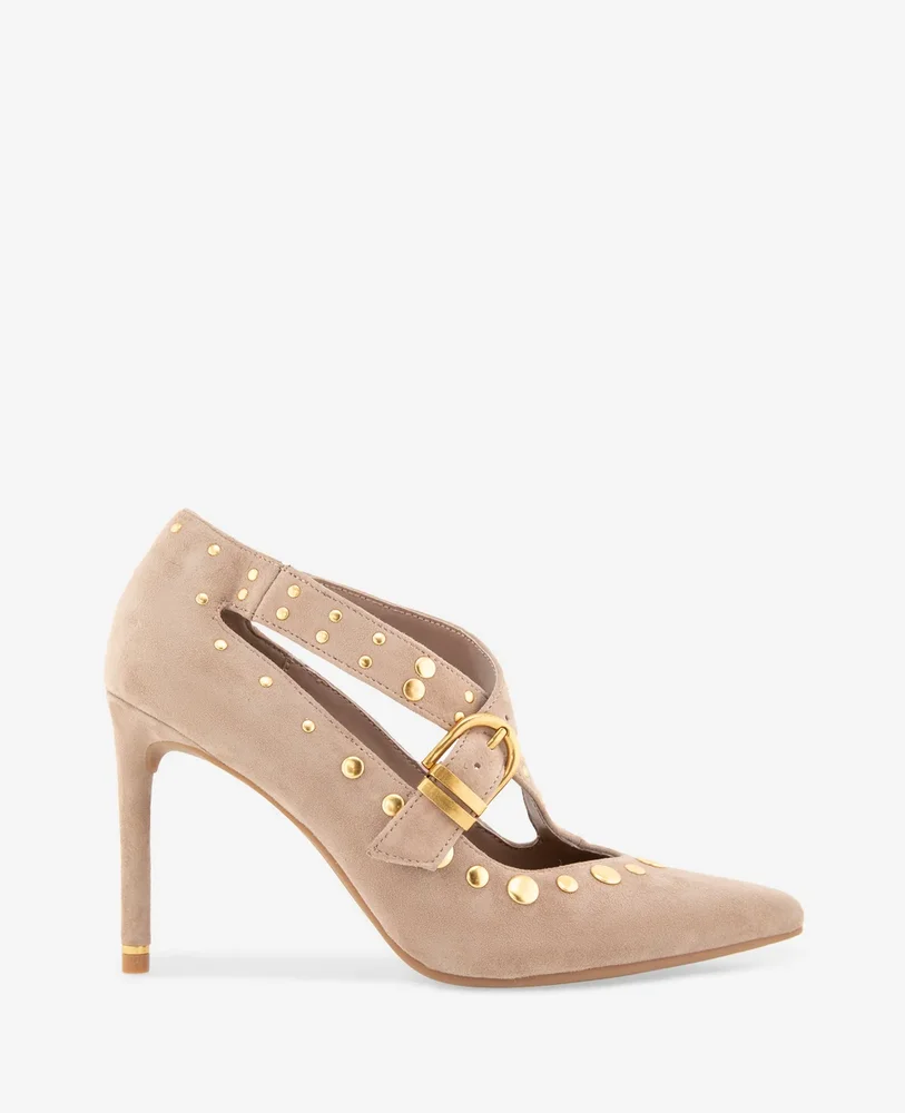 Qupid Suede X Band Studded Pump