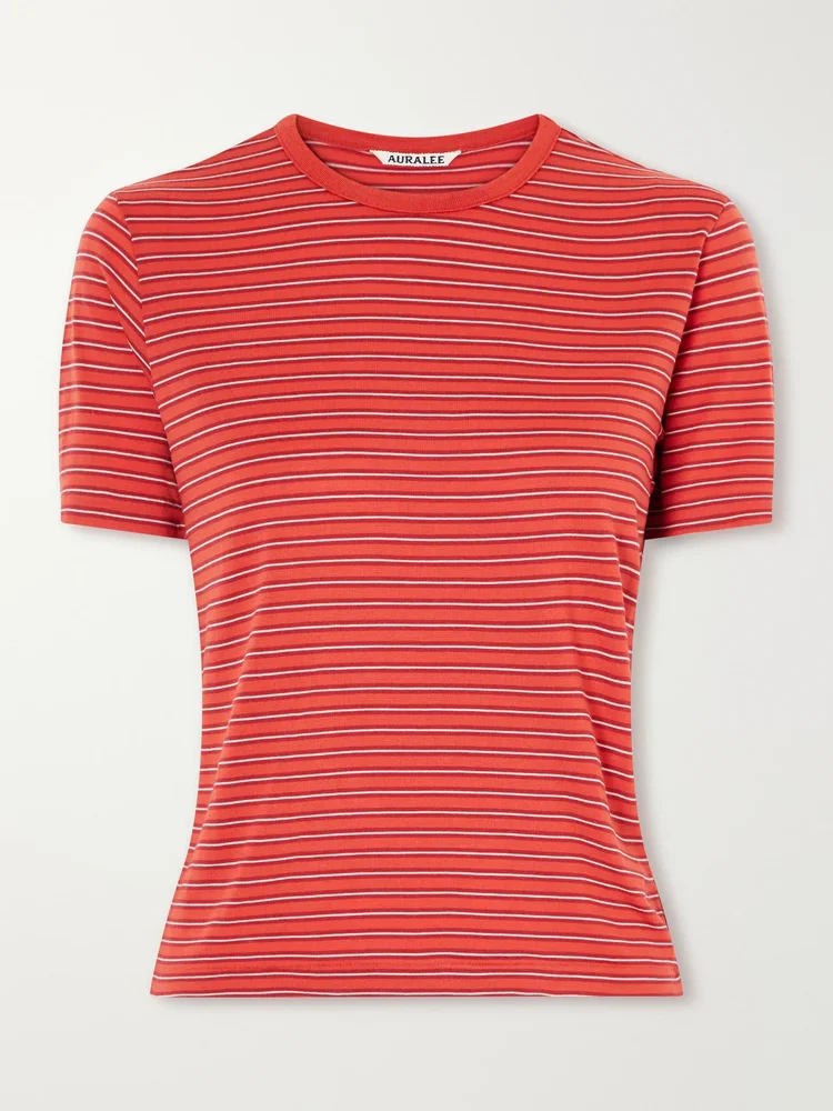 Striped wool-jersey T-shirt