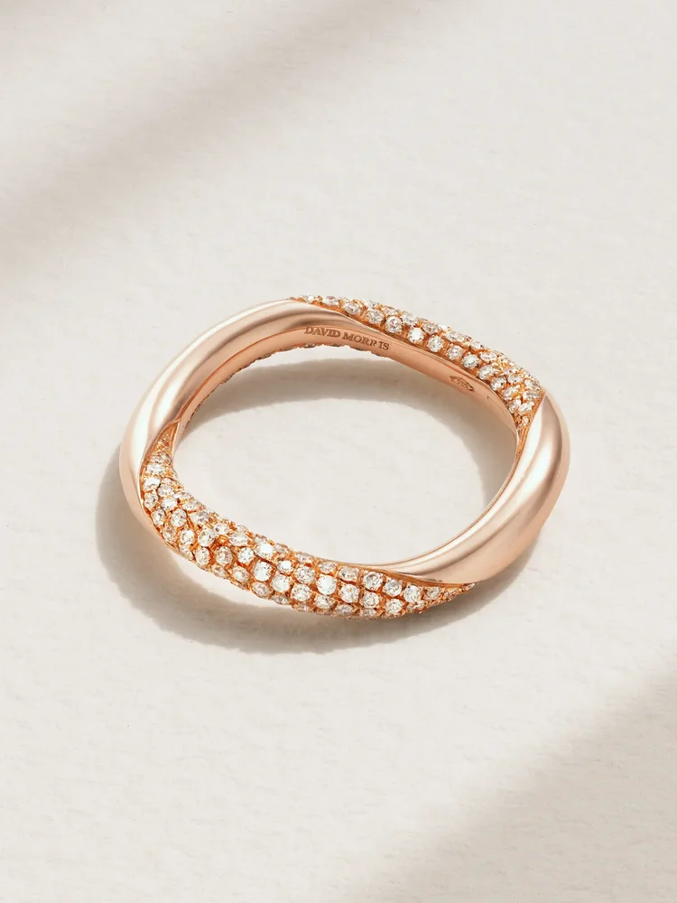 Wave 18-karat rose gold diamond ring