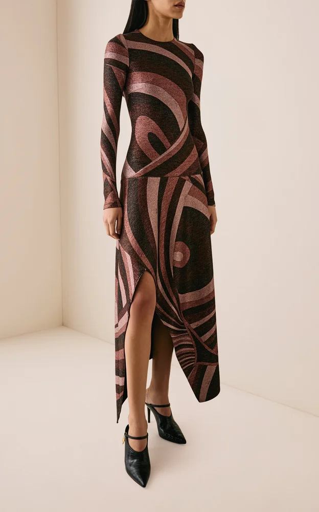 Patterned-Jacquard Knit Maxi Dress