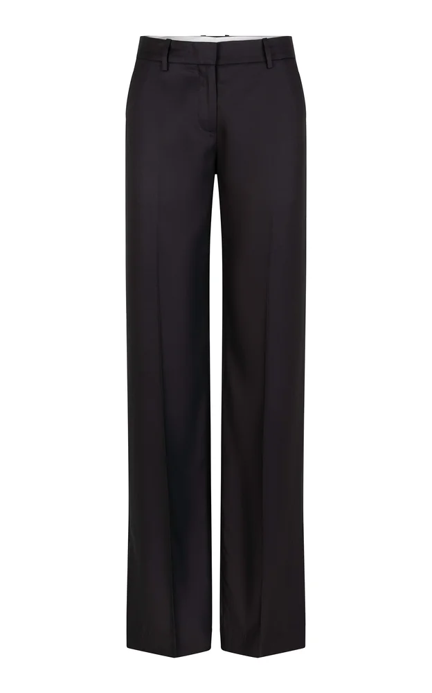 Petula Mid-Rise Straight-Leg Silk Trouser