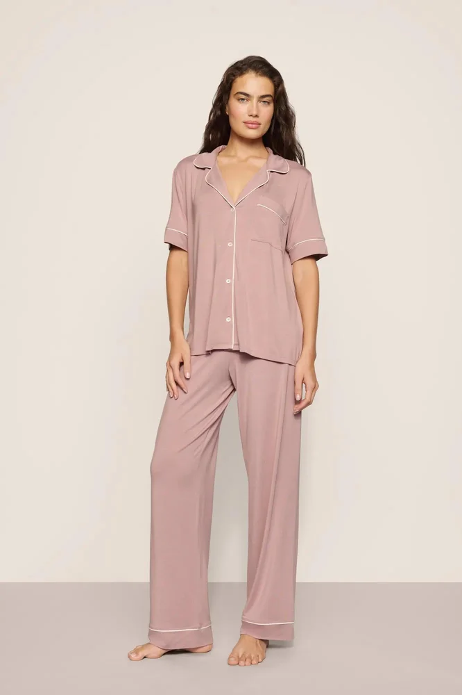 Gisele TENCEL Modal Short Sleeve & Pant PJ Set, Woodrose/Ivory
