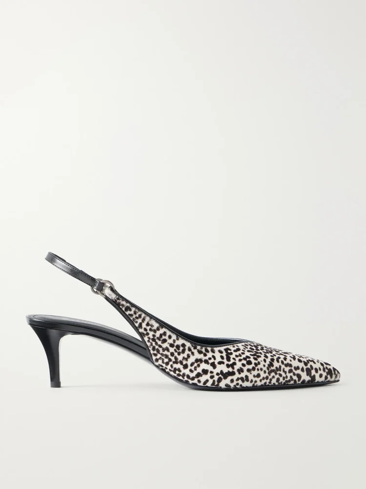 Polyn animal-print calf hair slingback pumps