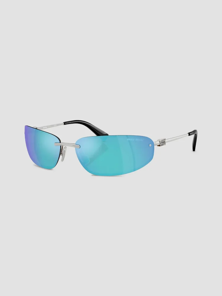 69mm Shield Sunglasses in Blue Purple Silver