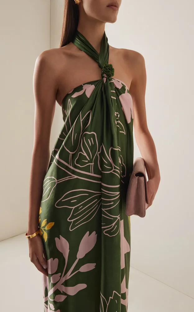 Halter Satin Maxi Dress