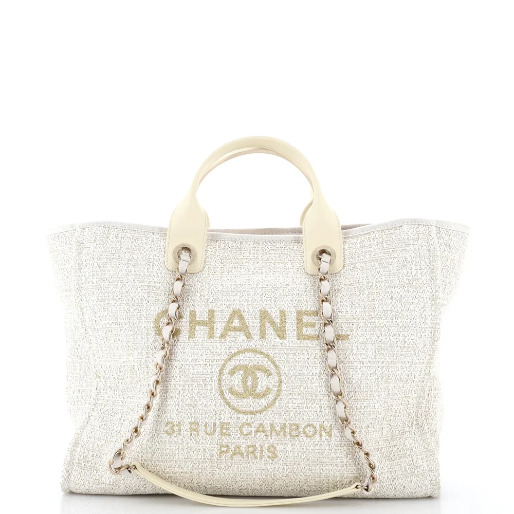 Chanel Deauville Tote Raffia with Glitter Detail Medium