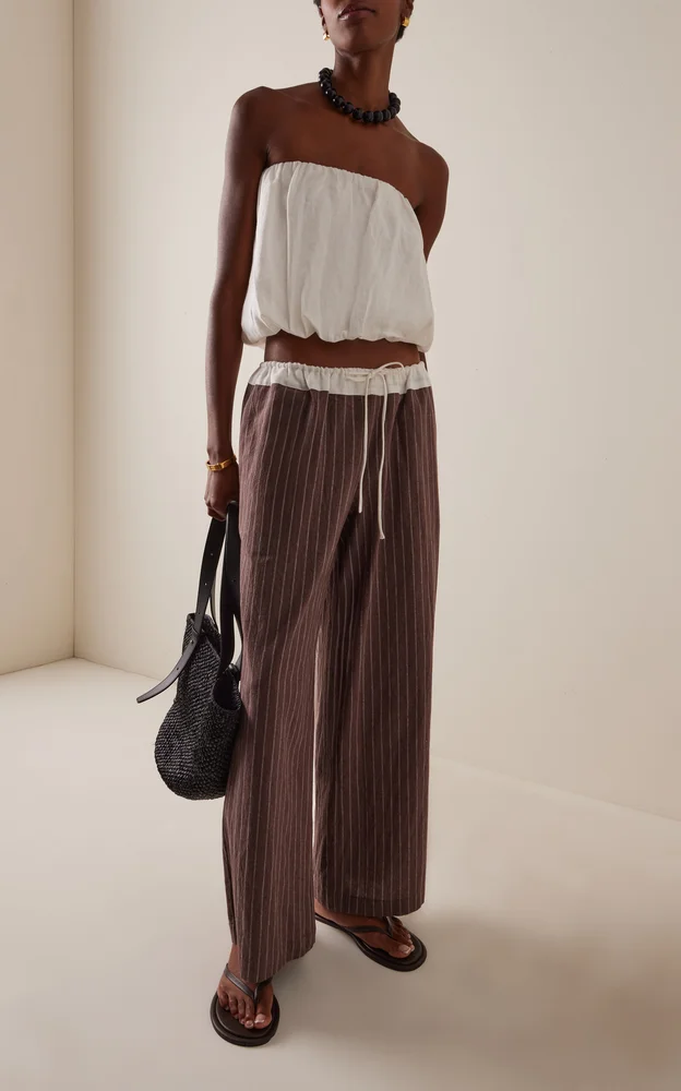 Verci Striped Cotton-Linen Wide-Leg Pants