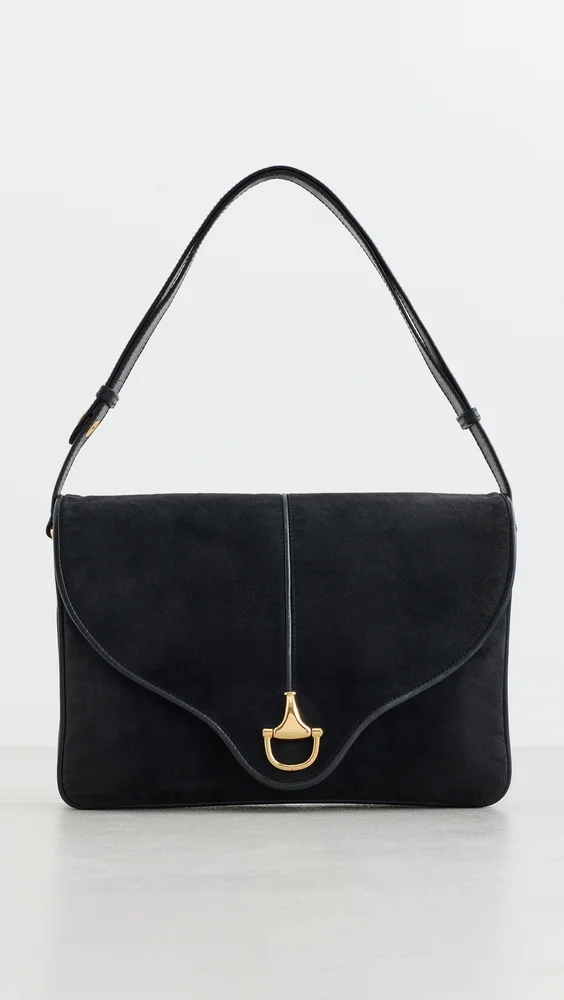 Gucci Horsebit Suede Shoulder Bag