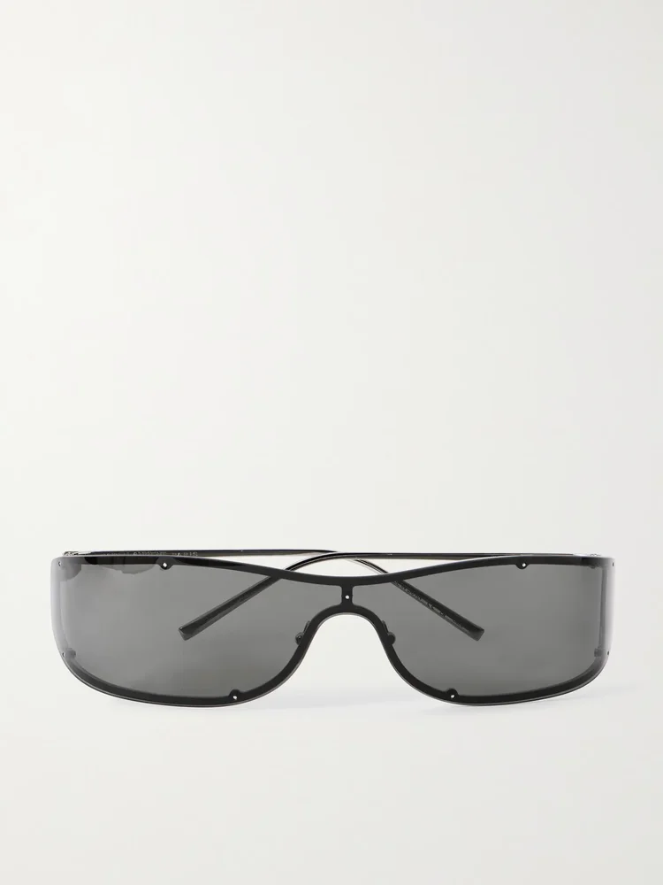 D-frame silver-tone sunglasses
