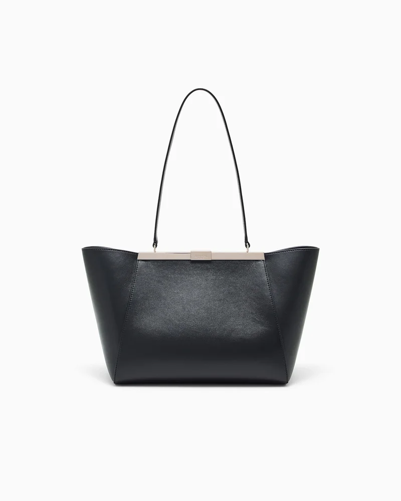 Shoulder bag in leather with split leather lining