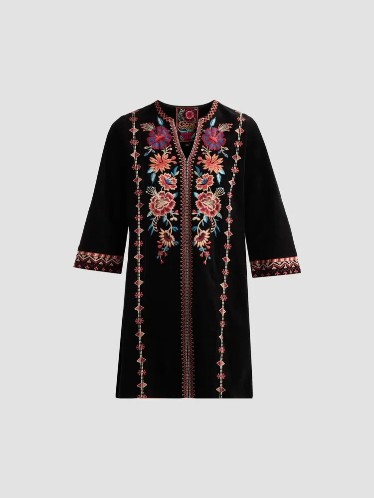 Nadia Floral-Embroidered Cotton Mini Dress