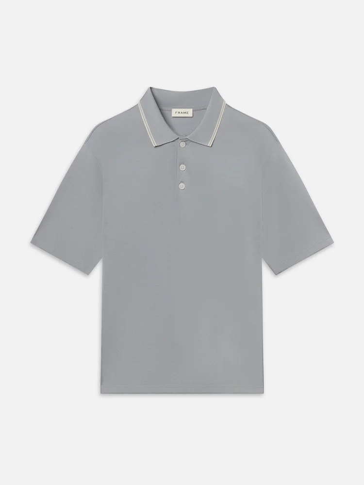 Light Pique Polo -- Blue Grey