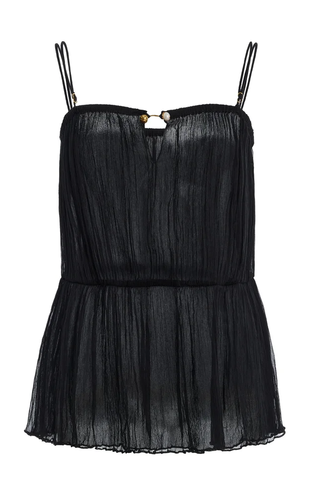 Cleo Crinkled Silk Chiffon Top