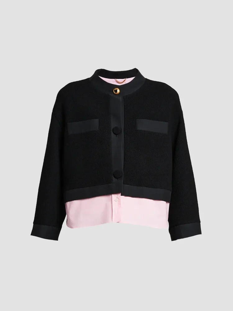 Mixed-Media Cotton Jacket