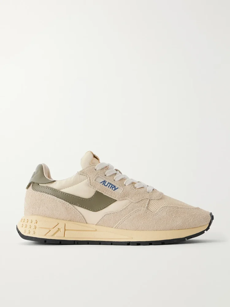 Reelwind Low leather and suede-trimmed mesh and shell sneakers