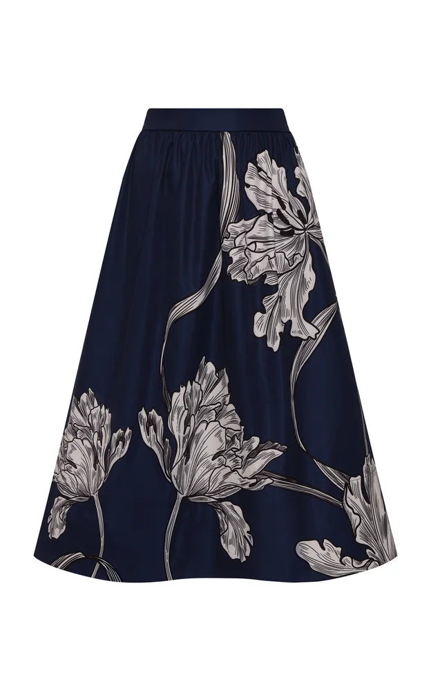 Lo Verdadero Printed Stretch-Cotton Midi Skirt