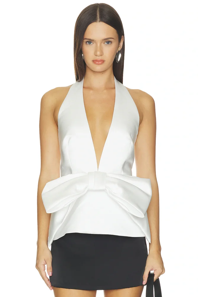 Deep V-neck Halter Satin Top