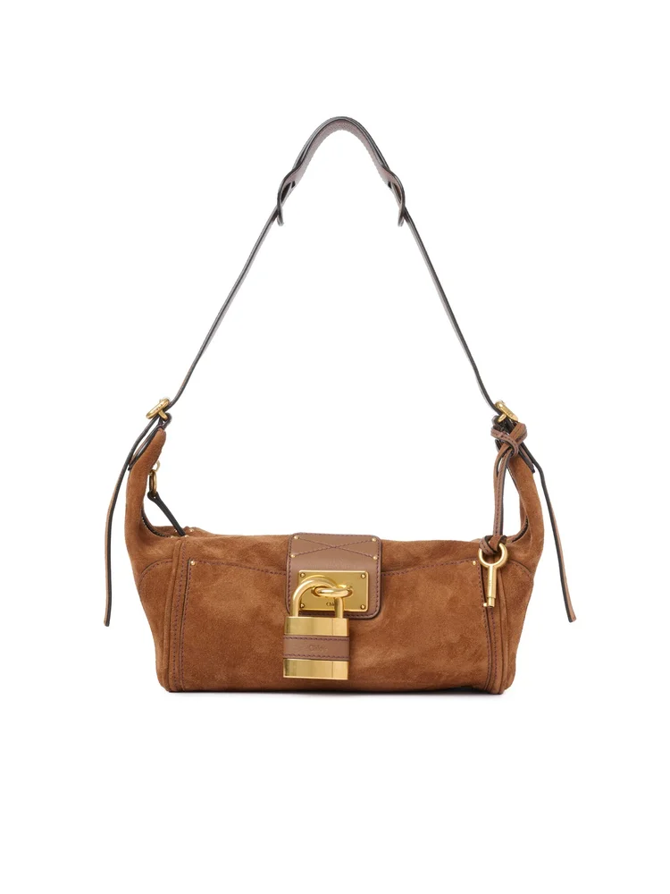 Paddington Crossbody Bag in Suede Leather, Vintage Brown