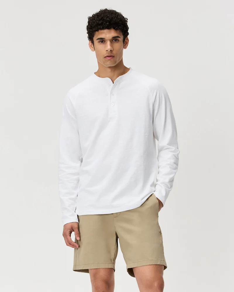 100% Organic Cotton Slub Long Sleeve Henley