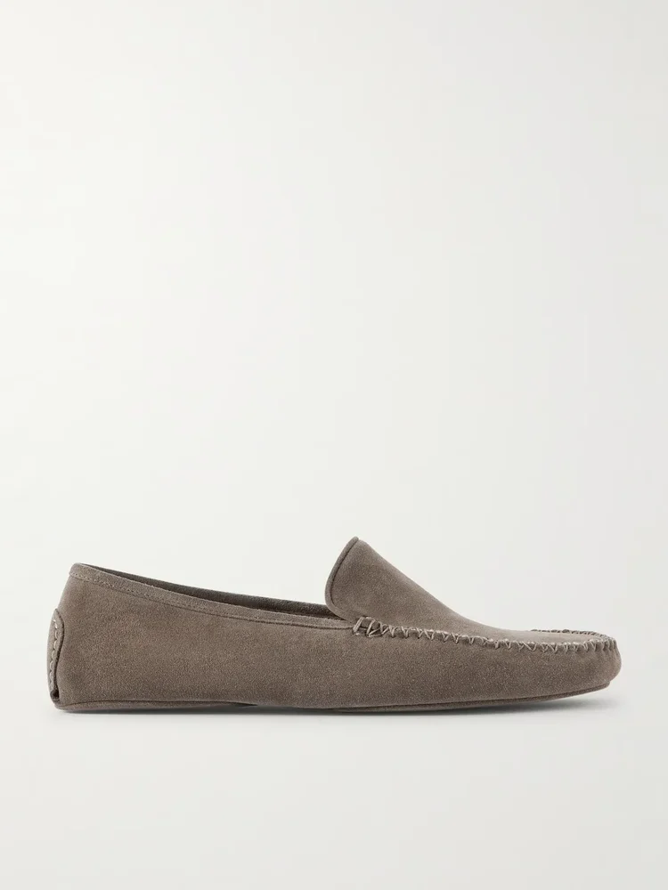 Cashmere-Lined Suede Slippers