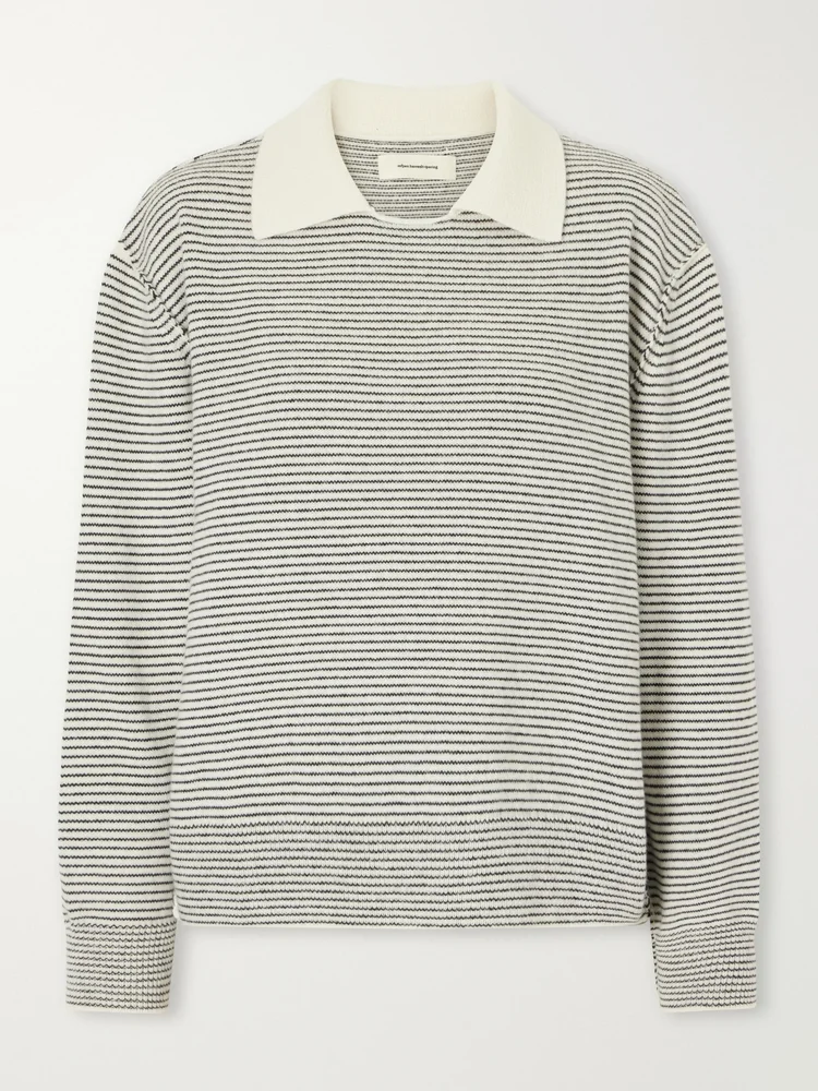 Charming striped wool polo sweater