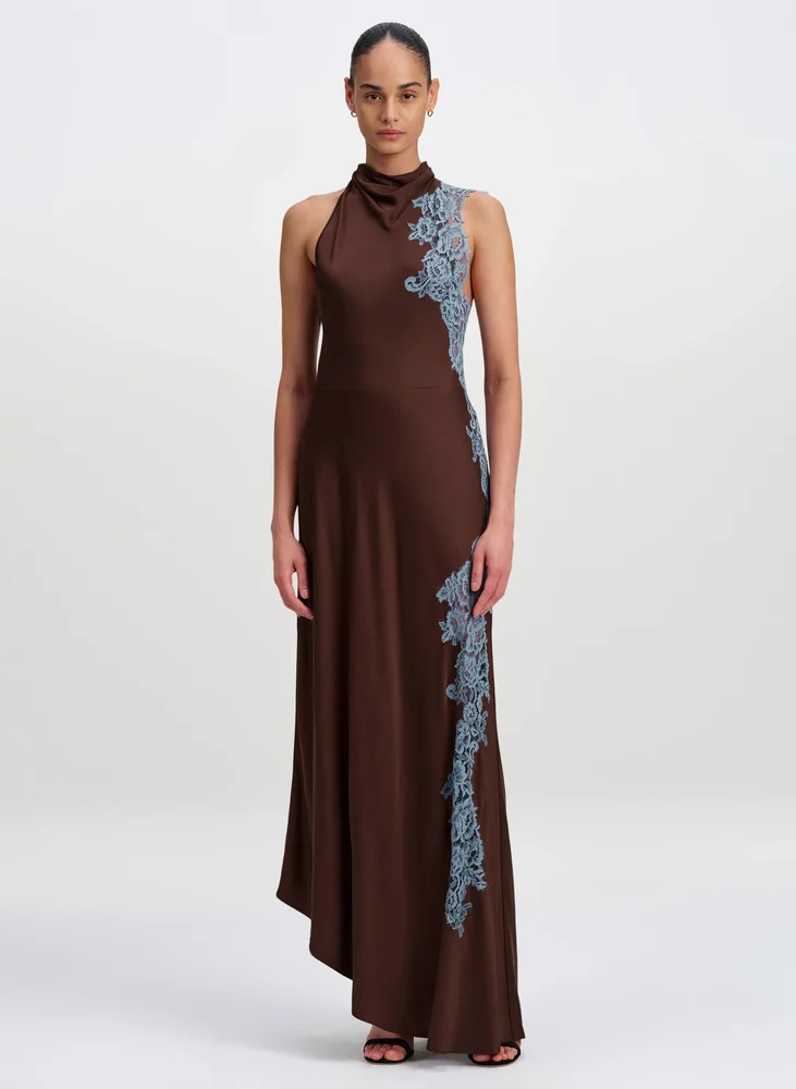 Josephine Satin and Lace Maxi Dress