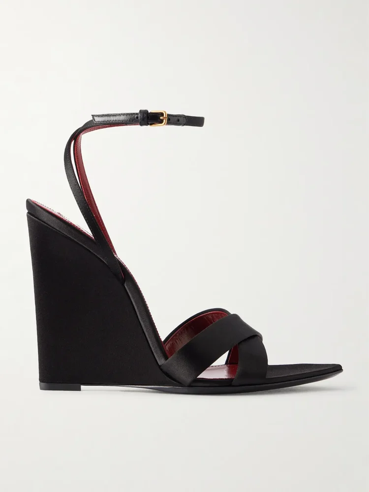 Lydia Satin Wedge Sandals