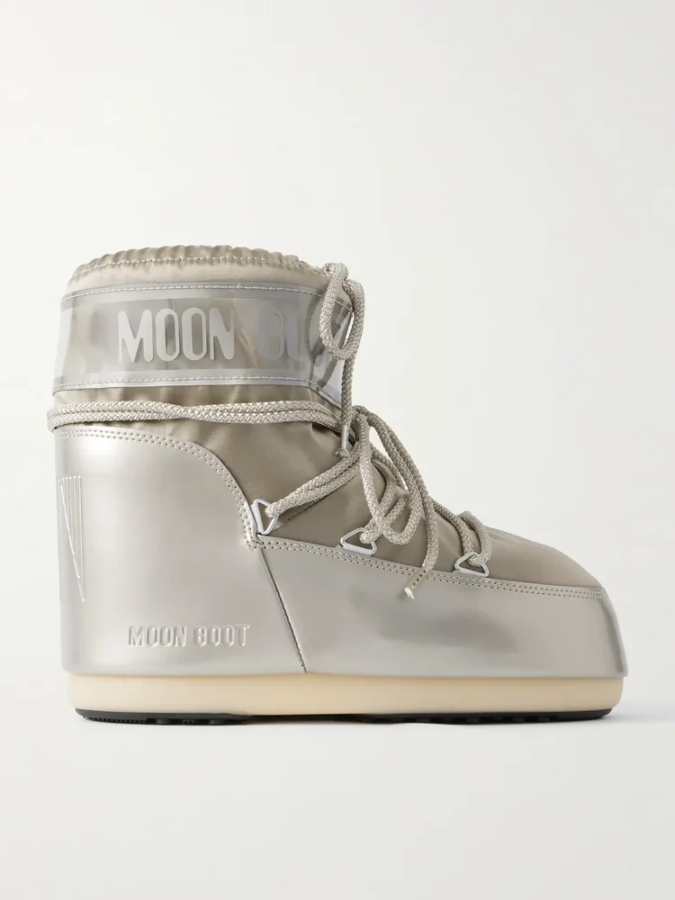 Icon Glow Glance metallic satin and PVC snow boots