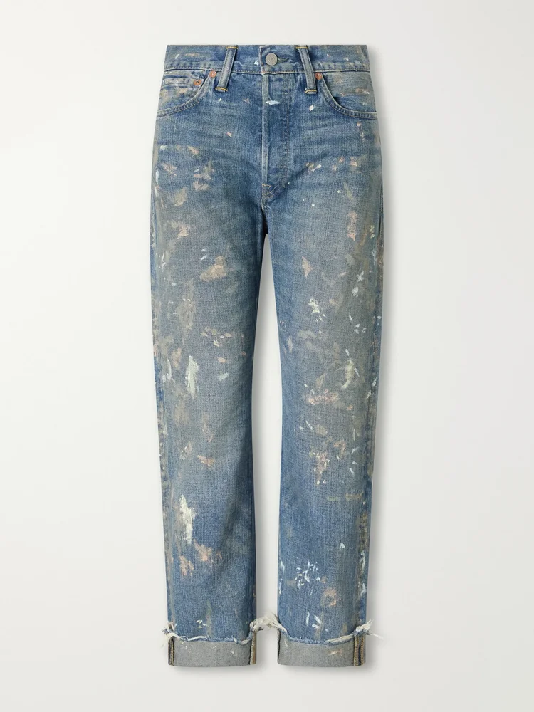 Paint-splattered boyfriend jeans