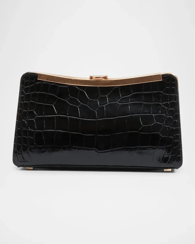 Solange Croc-Embossed Leather Clutch