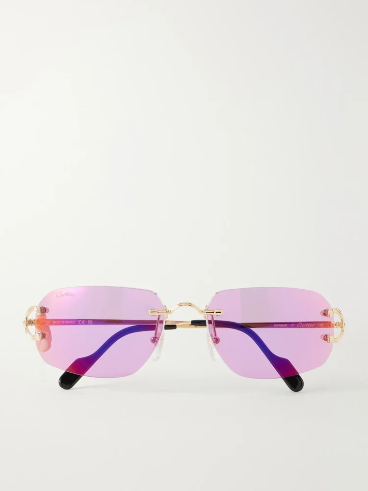 Motifs de Cartier round-frame recycled-acetate gold-tone sunglasses